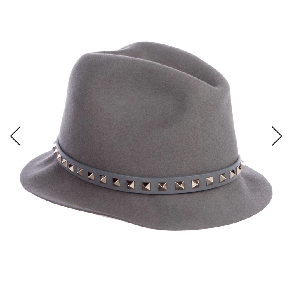 Valentino Gray Fedora with Studded Band - Picture 2 of 5